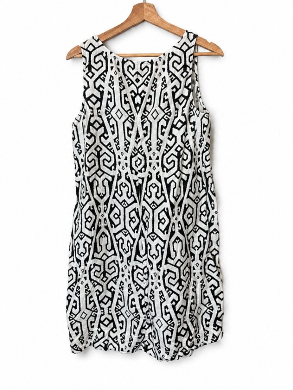 J.Jill Love Linen Ikat Sleeveless Dress Black White M